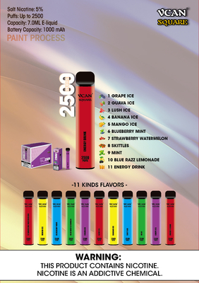 2500 sopla el aceite 650mAh Mesh Coil Disposable Vape Pen del NIC 7ml del 5% 11 sabores